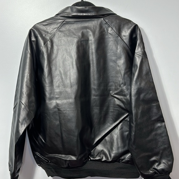 Jiechaofang Black with White Piping Faux Leather Jacket in Size XL - Picture 3 of 15